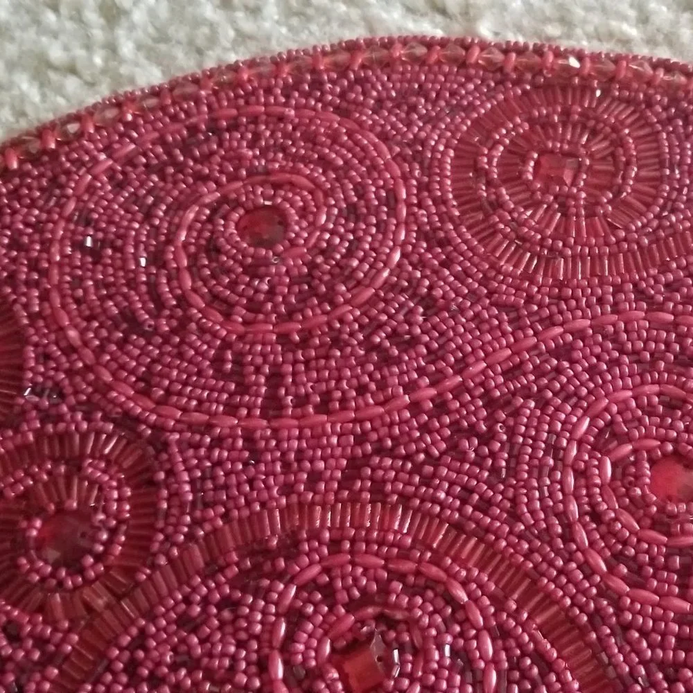 KIM SEYBERT RED CHRISTMAS HOLIDAY SCROLL BEADED 14
